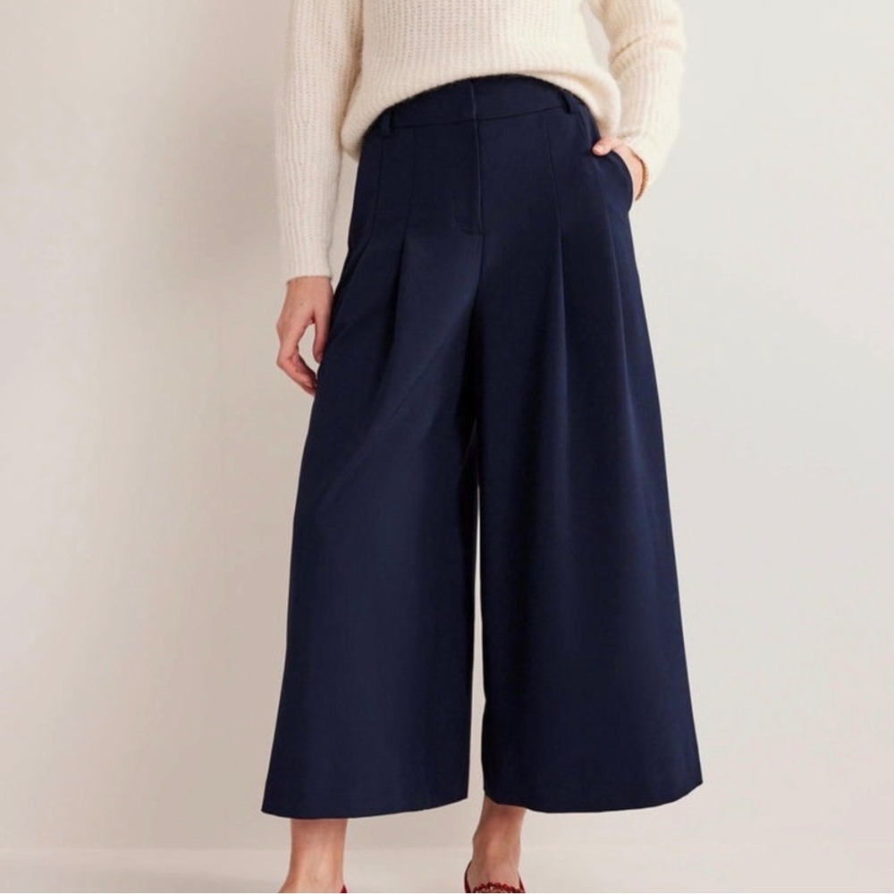 NWT Boden Wide Leg Fluid Culottes in Navy Size 8 Preppy Career Classic